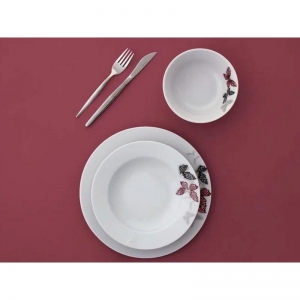 PORLAND PEMBE KELEBEK 18 PARÇA 6 KİŞİLİK YEMEK TAKIMI