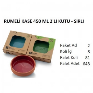 VIAPOT RUMELİ KASE 450 ML 2'LI KUTU SIRLI KL:8 
