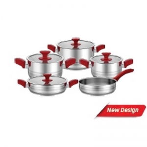 HASCEVHER SAPHİRA 9 PRÇ TENCERE SETİ KIRMIZI (18-20-24TEN-24KRN-24 TAVA)