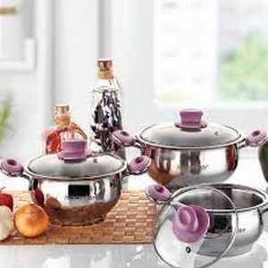 HOME PERFECT 6 PRÇ BEGONYA MİLENYUM TENCERE SETİ (14/16/18) CAM KAPAK LİLA