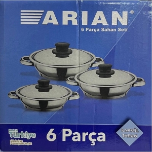 ARİAN 6 PRÇ OMLET SET (14/16/18)-SİYAH 