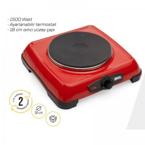 AKEL AP516 TEKLİ PLATE OCAK 1500 W- GRİ KL:5