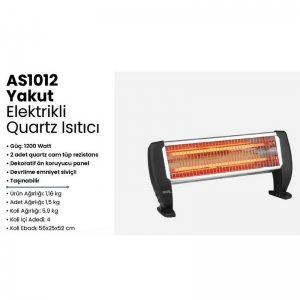 AKEL AS1012 YAKUT AYAK ALTI 2 TÜPLÜ 1200W QUARTZ SOBA KL:4