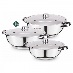 BARON 6 PARÇA BORU KULP 3'LÜ KARNIYARIK TENCERE SETİ (20-22-24) KL:4