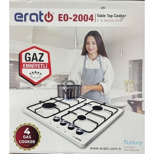 ERATO E0-2004 DOĞALGAZLI 4'LÜ SET ÜSTÜ OCAK BEYAZ KL:1