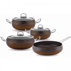 HASCEVHER DAİSY 7 PRÇ GRANİT SET GÜVEÇ CAM KAPAKLI (18/22TEN/26KAR/26TV)