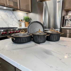 HASCEVHER MASSİF 7 PRÇ GRANİT SET CAM KAPAKLI (18/22TEN/26KARN/26TAVA)