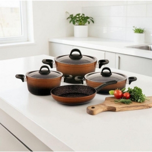 HASCEVHER GLORİA 7 PRÇ SİLİKON TENCERE SETİ SİYAH BAKIR 2.7 MM (18/22TEN/26KAR/26TV)