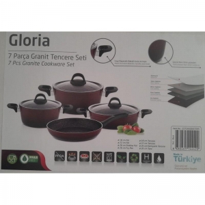 HASCEVHER GLORİA 7 PRÇ SİLİKON TENCERE SETİ KIRMIZI SİYAH 2.7 MM (18/22TEN/26KAR/26TV)