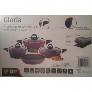 HASCEVHER GLORİA 7 PRÇ SİLİKON TENCERE SETİ  SİYAH MAGENTA 2.7 MM (18/22TEN/26KAR/26TV)