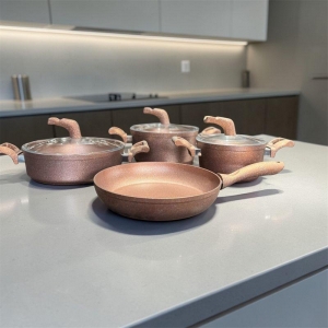 HASCEVHER KARİNA 7 PRÇ GRANİT VEGA BAKIR TENCERE SETİ (18/22TEN/26KAR/26TV)