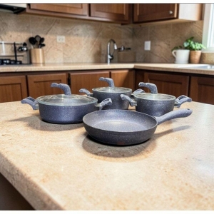 HASCEVHER KARİNA 7 PRÇ GRANİT VEGA MOR TENCERE SETİ (18/22TEN/26KAR/26TV)