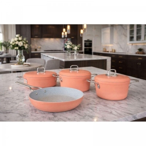 HASCEVHER CLARİSSA 7 PRÇ GRANİT ELMAS SOMON TENCERE SETİ (18/22TEN/26KAR/26TV)