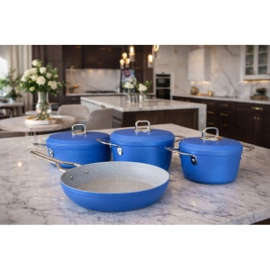 HASCEVHER CLARİSSA 7 PRÇ GRANİT ELMAS MAVİ TENCERE SETİ (18/22TEN/26KAR/26TV)