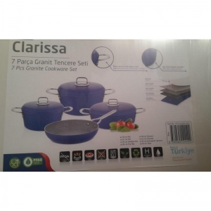 HASCEVHER CLARİSSA 7 PRÇ GRANİT ELMAS MAVİ TENCERE SETİ (18/22TEN/26KAR/26TV)