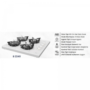 FERRE B 2240 CAM SET ÜSTÜ OCAK BEYAZ