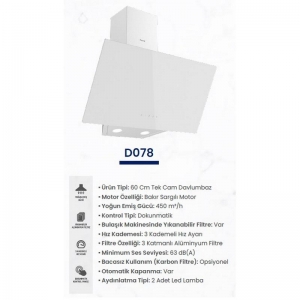 FERRE D078 TEK CAMLI DOK. 60CM BEYAZ DAVLUMBAZ