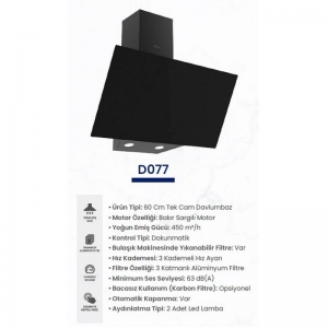 FERRE D077 TEK CAMLI DOK. 60CM SİYAH DAVLUMBAZ