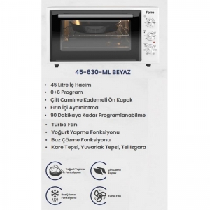 FERRE 45-630-ML 45 LT MİNİ FIRIN BEYAZ