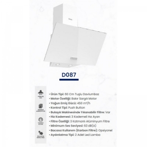 FERRE D087 60 CM AÇILI TEK CAMLI BEYAZ DAVLUMBAZ 