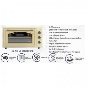 FERRE 45-710-ML 45 LT MİNİ FIRIN KREM RUSTİK