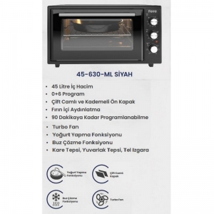 FERRE 45-630-ML 45 LT MİNİ FIRIN SİYAH