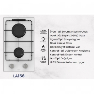 FERRE LA156 BEYAZ 30 CM ANKASTRE OCAK