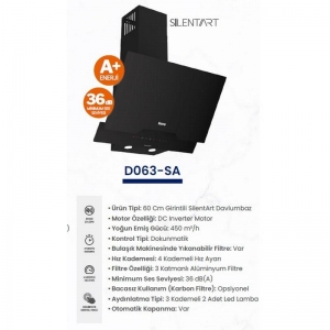 FERRE D063-SA ÇİFT CAMLI GİRİN.DOKUNMATİK 60 CM SİYAH DAVLUMBAZ