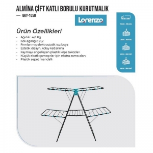 LORENZO ALMİNA ÇİFT KATLI BORULU KURUTMALIK KL:4