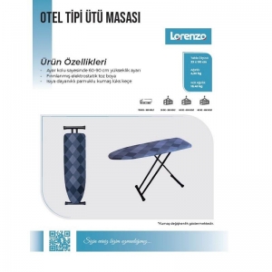 LORENZO OTEL TİPİ ÜTÜ MASASI KL:4