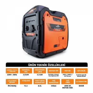 DAWREEK PORTATİF BENZİNLİ JENARATÖR DP3000İS