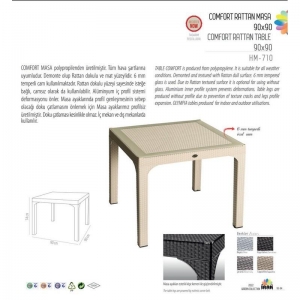 HOLİDAY GARDEN  90*90 RADDAN *CAMLI MASA CAPPUCİNO 