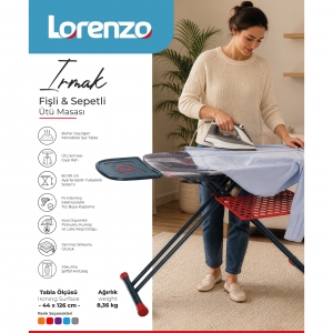 LORENZO IRMAK ÜTÜ MASASI FİŞLİ SEPETLİ KL:2