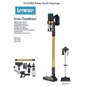 LORENZO VC4290 380 W DİKEY ŞARJLI SÜPÜRGE MAVİ