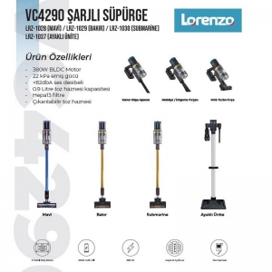 LORENZO VC4290 380 W DİKEY ŞARJLI SÜPÜRGE SUBMARİNE