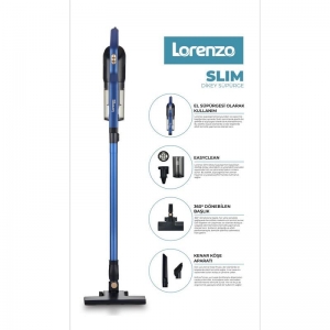 ***İPTAL LORENZO - SLİM DİKEY KABLOLU SÜPÜRGE MAVİ KL:4