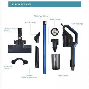 ***İPTAL LORENZO - SLİM DİKEY KABLOLU SÜPÜRGE MAVİ KL:4