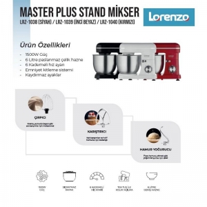 LORENZO MASTERPLUS STAND MIXER SİYAH 