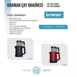 LORENZO HARMAN ÇAY MAKİNESİ SİYAH KL:4