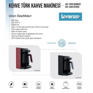 LORENZO KEHVE OTO. TÜRK KAHVE MAKİNESİ KIRMIZI