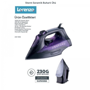 LORENZO - STORM 3.000 WATT 230 GR SERAMİK BUHARLI ÜTÜ KL:6