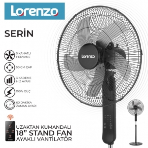 LORENZO SERİN UZAKTAN KUMANDALI 18''AYAKLI VANTİLATÖR