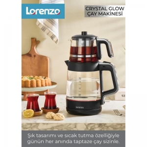 LORENZO - CRYSTAL GLOW CAM ÇAY MAK SİYAH KROM KL:4