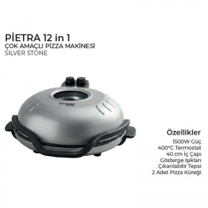 LORENZO - PİETRA 12 in 1 ÇOK AMAÇLI PİZZA MAKİNESİ SİLVER STONE KL:3