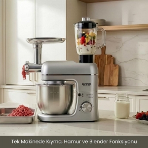 LORENZO - MULTICHEF 3 in 1 HAMUR YOĞURMA BLENDER ET KIYMA MAKİNESİ SİLVER KL:2