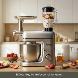 LORENZO - MULTICHEF 3 in 1 HAMUR YOĞURMA BLENDER ET KIYMA MAKİNESİ SİLVER KL:2