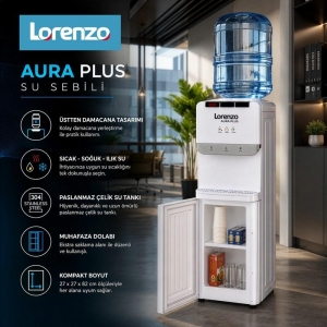 LORENZO - AURA PLUS ÜSTTEN DAMACANALI SICAK - SOĞUK - ILIK SU SEBİLİ MAT BEYAZ