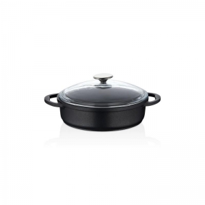 ***İPTAL LORENZO - TİTANİUM 24 CM DÖKÜM K. TENCERE SİYAH KL:4