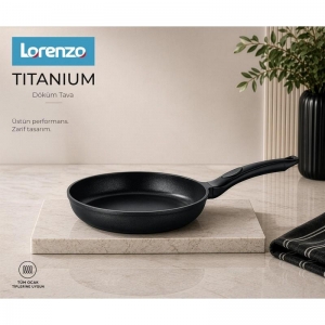 LORENZO - TİTANİUM 26 CM DÖKÜM TAVA SİYAH KL:6