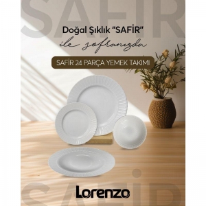 LORENZO - SAFİR YEMEK TAKIMI 24 PARÇA KREM KL:1